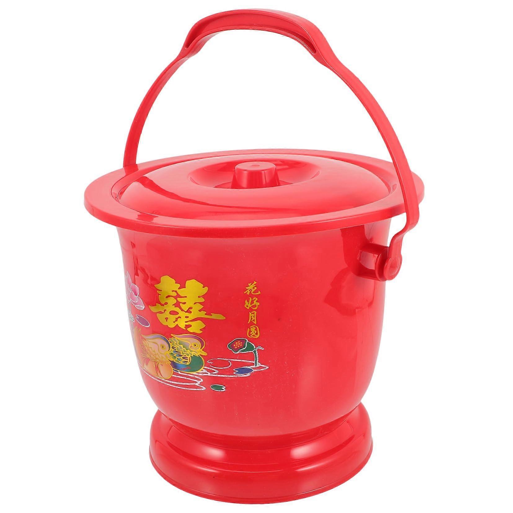 Portable Bedside Commode with Lid for Seniors, Durable Break-Resistant Plastic, Easy to Clean, Non-Slip Design for Home and Travel
