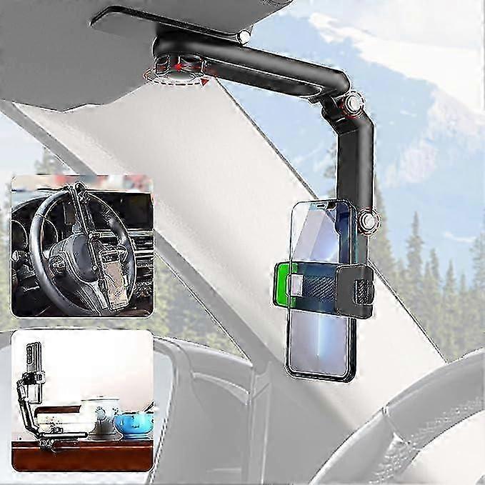 Sun Visor Phone Holder for Car, Multifunctional 360 Rotating Sun Visor Cell Phone Holder, Compatible with iPhone/Samsung/Android