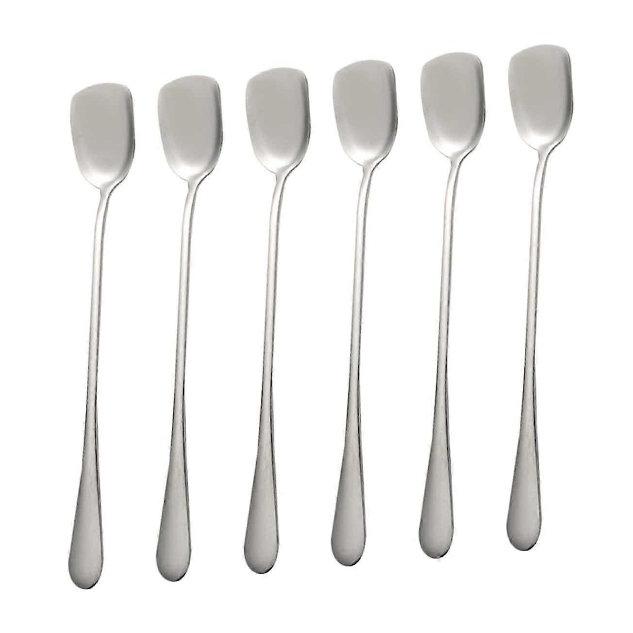 6piece set – Ice cream spoons with handle – Stainless steel stirring spoons for tall glasses –  Heatresistant