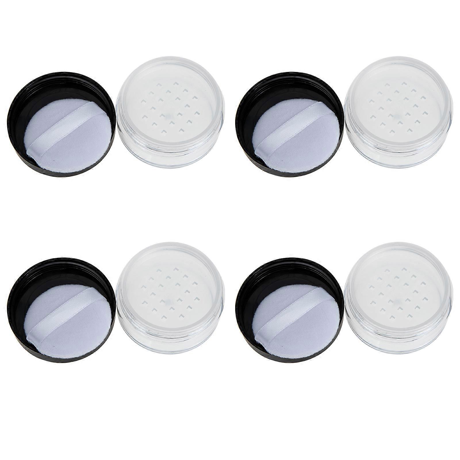 It sounds like you're referring to a product listing or description for a **4 compartment loose powder container**—a portable cosmetic case designed