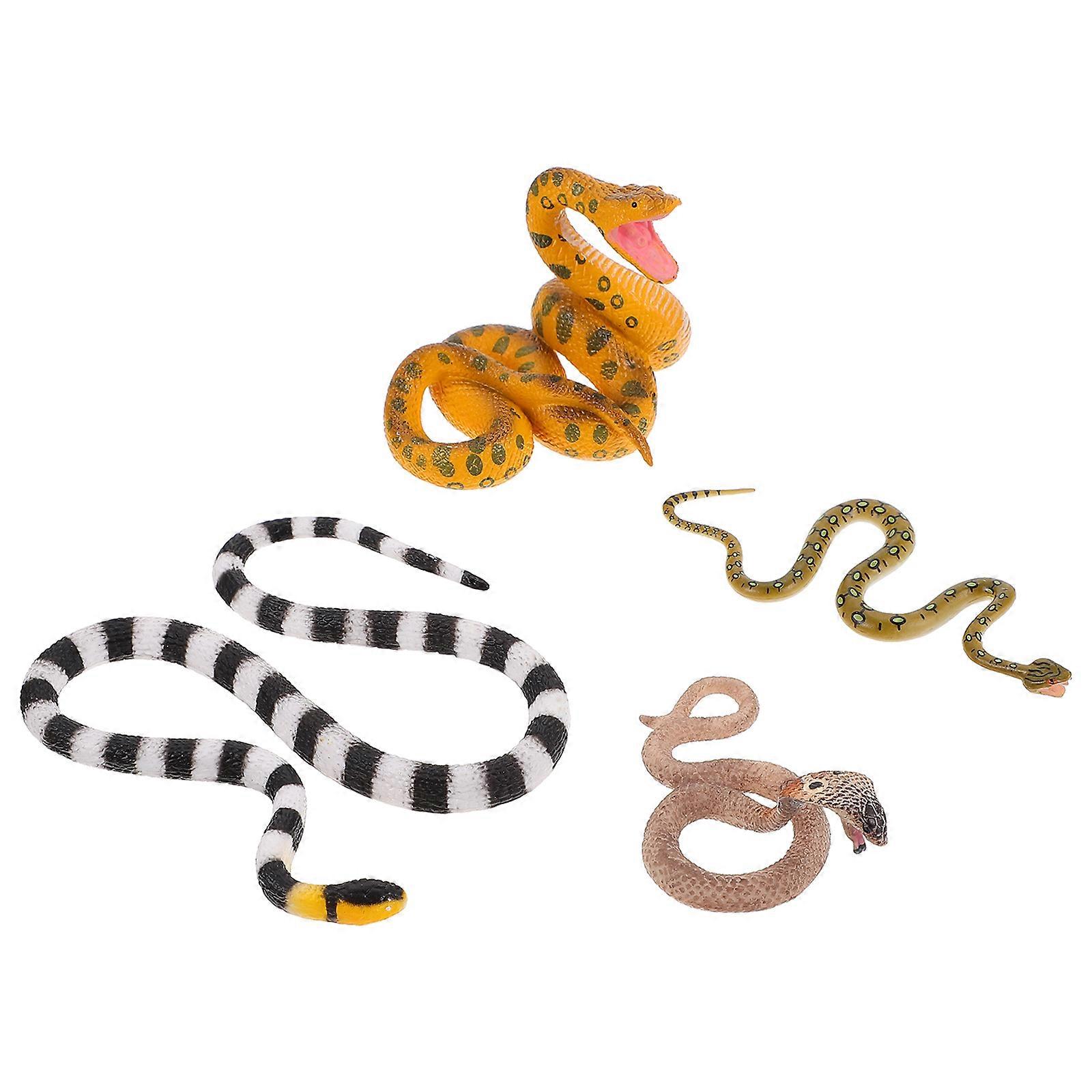 Lifelike Snake Figure Model 4 Pcs Suitable For Children Halloween Decorations Ideal For Parties And Events Scare Cats