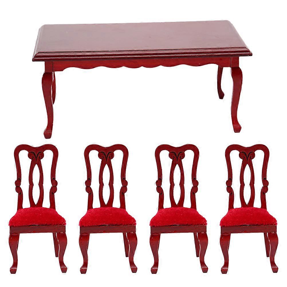 Miniature Retro Style Dining Table and Chairs Set for Dollhouse Decoration – Tiny House Furniture Accessories for Doll Room
