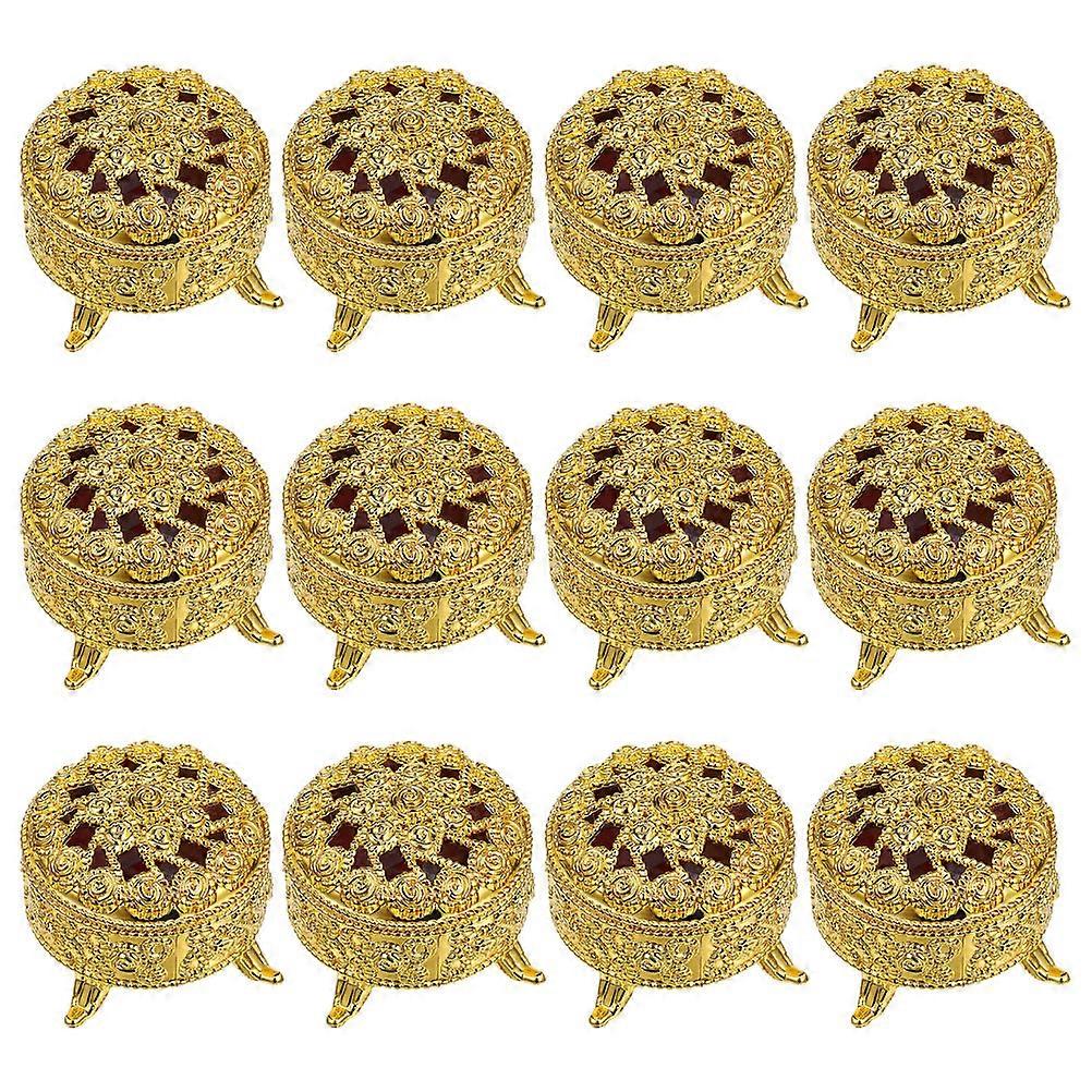 12pcs Golden Plastic Candy Boxes for Storage Embossed Wedding Favor Boxes Stable and