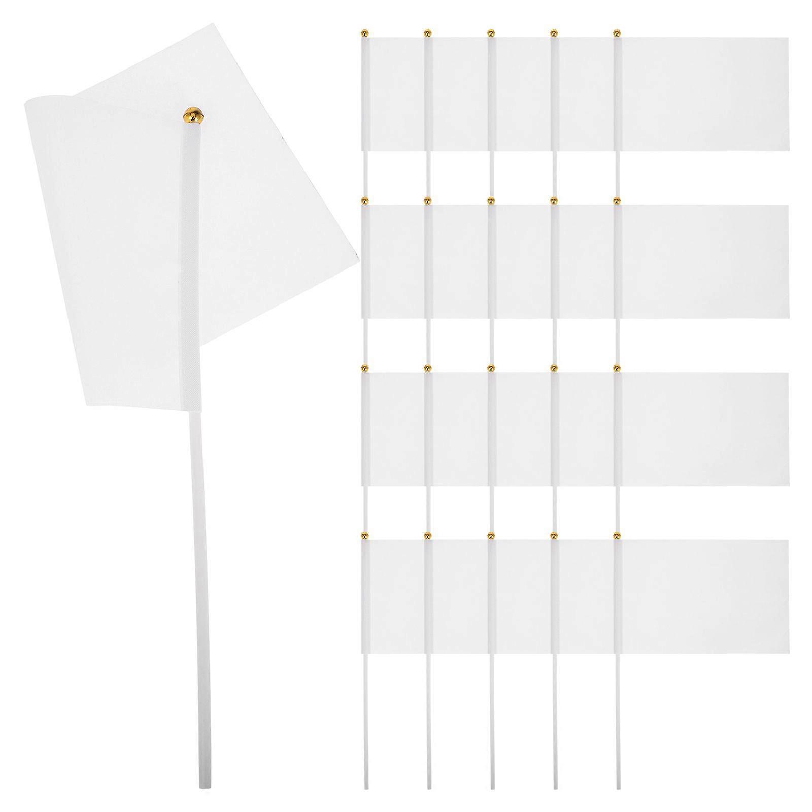 48PCS Hand-Cranked Bunting Flag Commanding Referee Flag Hand Waving Flag Command Flag (White)
