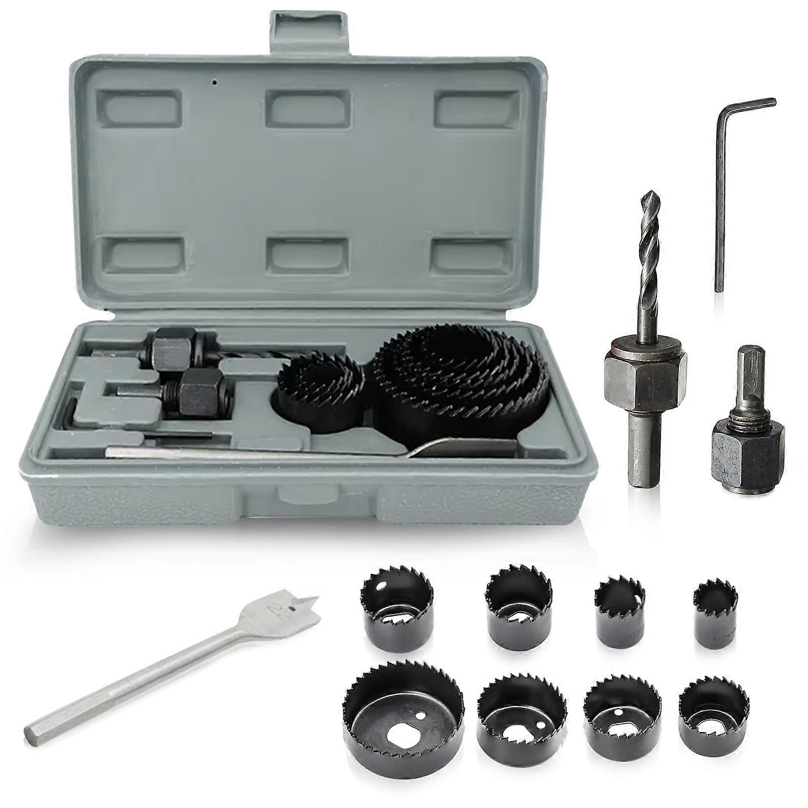 Hole Saw Set 19-64 mm, 13 Pieces Metal and Wood Hole Saws with Core Drill Key for Plastic and Light Metal