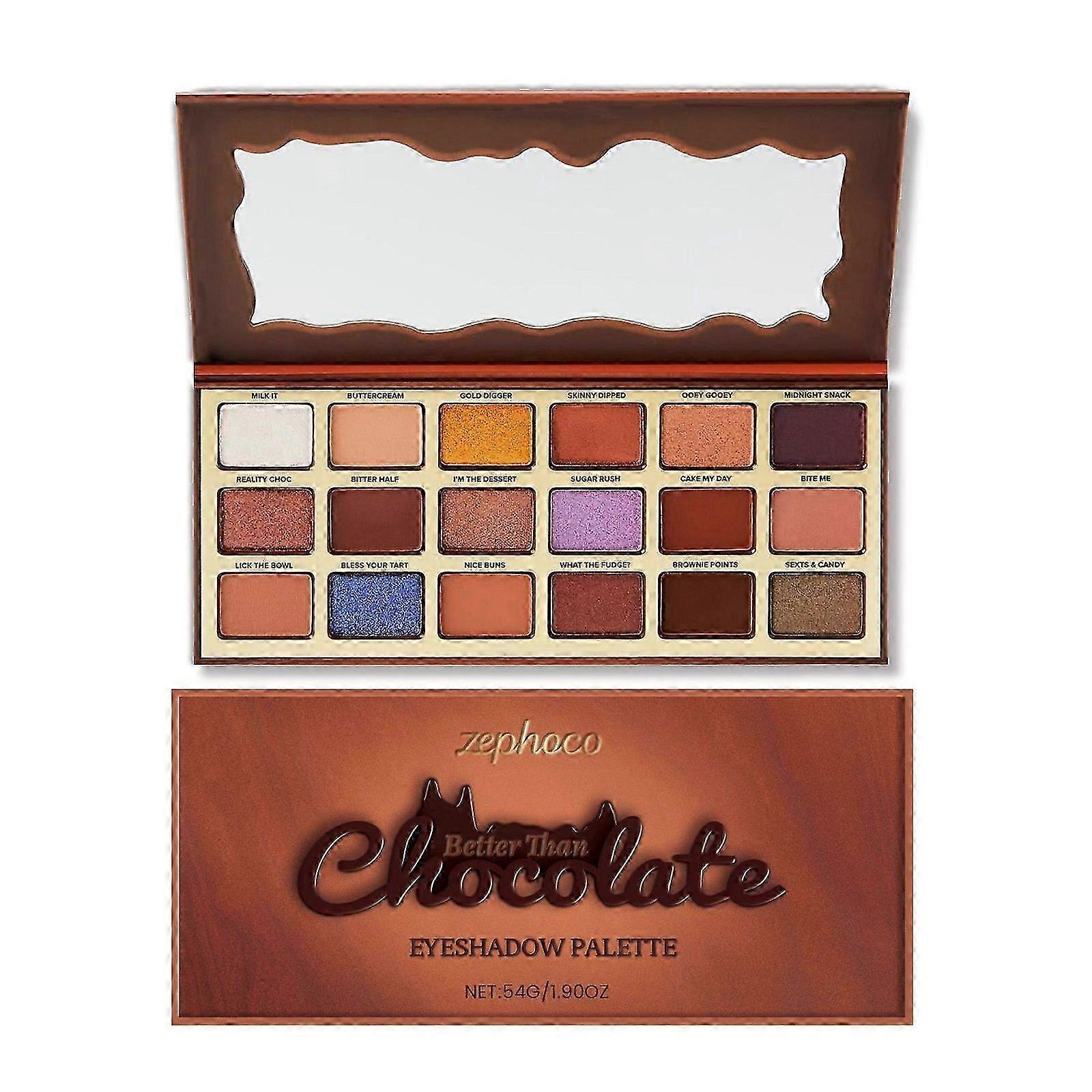 18 Color Chocolate Eyeshadow Palette Matte & Pearlescent Finish, Highly Pigmented, Blendable, Long-Lasting, Waterproof, No Fallout, Travel-Friendly w