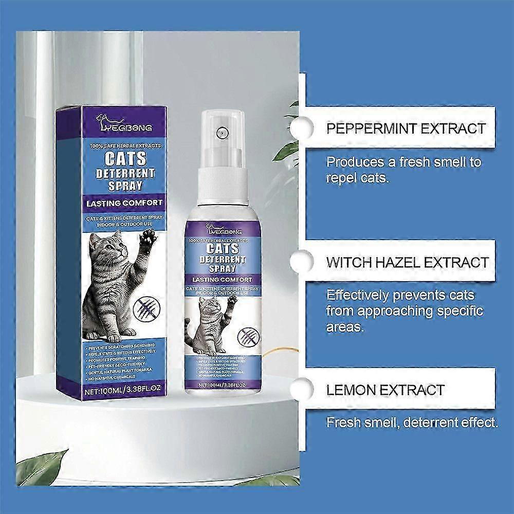 Cat Deterrent Spray, Stops Cats from Peeing & Scratching, Lemon & Coptis, Safe for Furniture