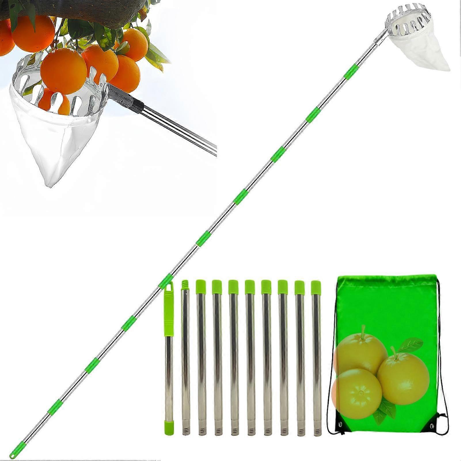 Fruit picking  Telescopic poles with extendable basket  Harvesting tools for altitude fruits  Portable with 10 extension poles