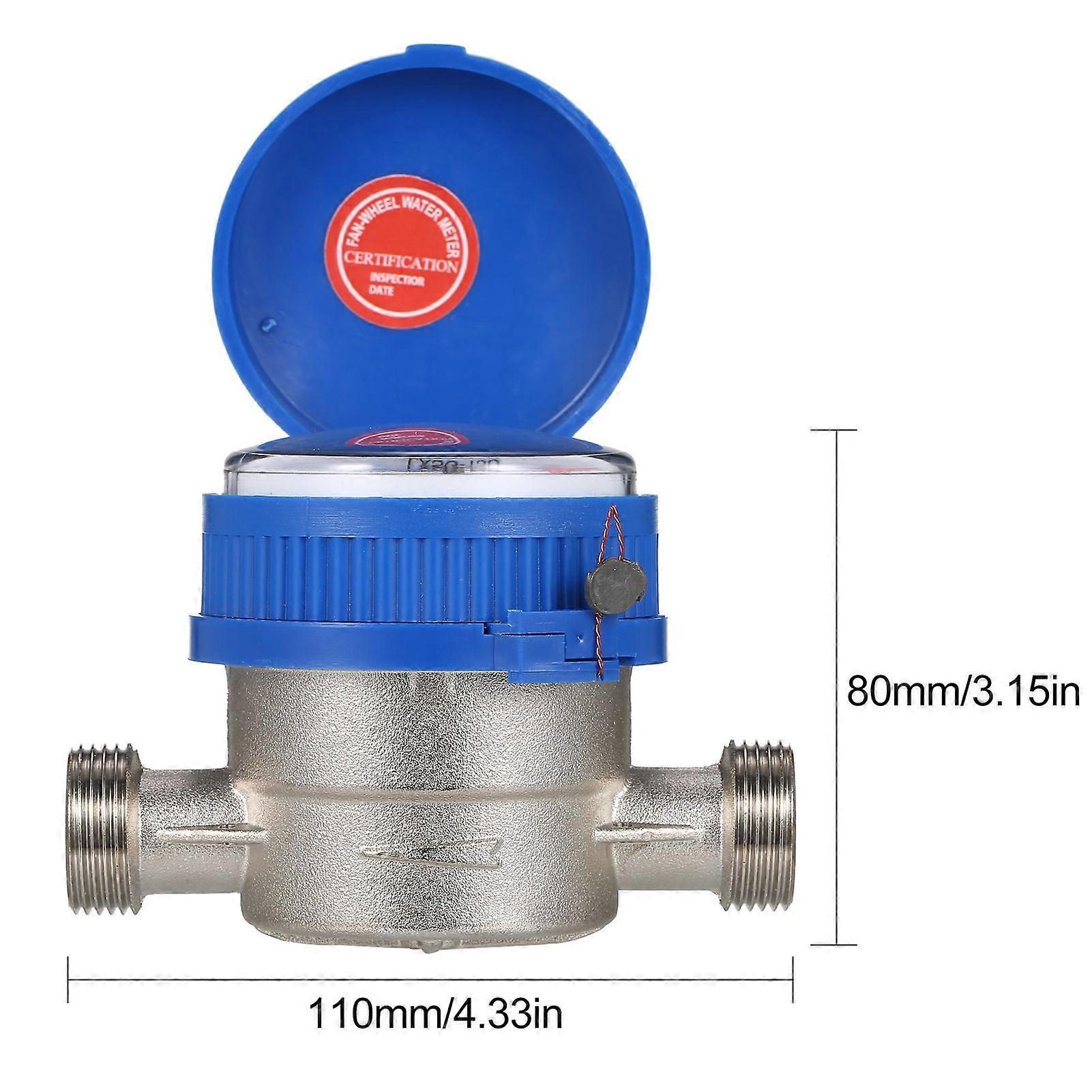 LXSG-13D Household Water Meter Single Flow Dry Cold Water Table Qn 1.5m3/h 30 15mm Garden & Home Water Meter Pointer Digital Display Combination with