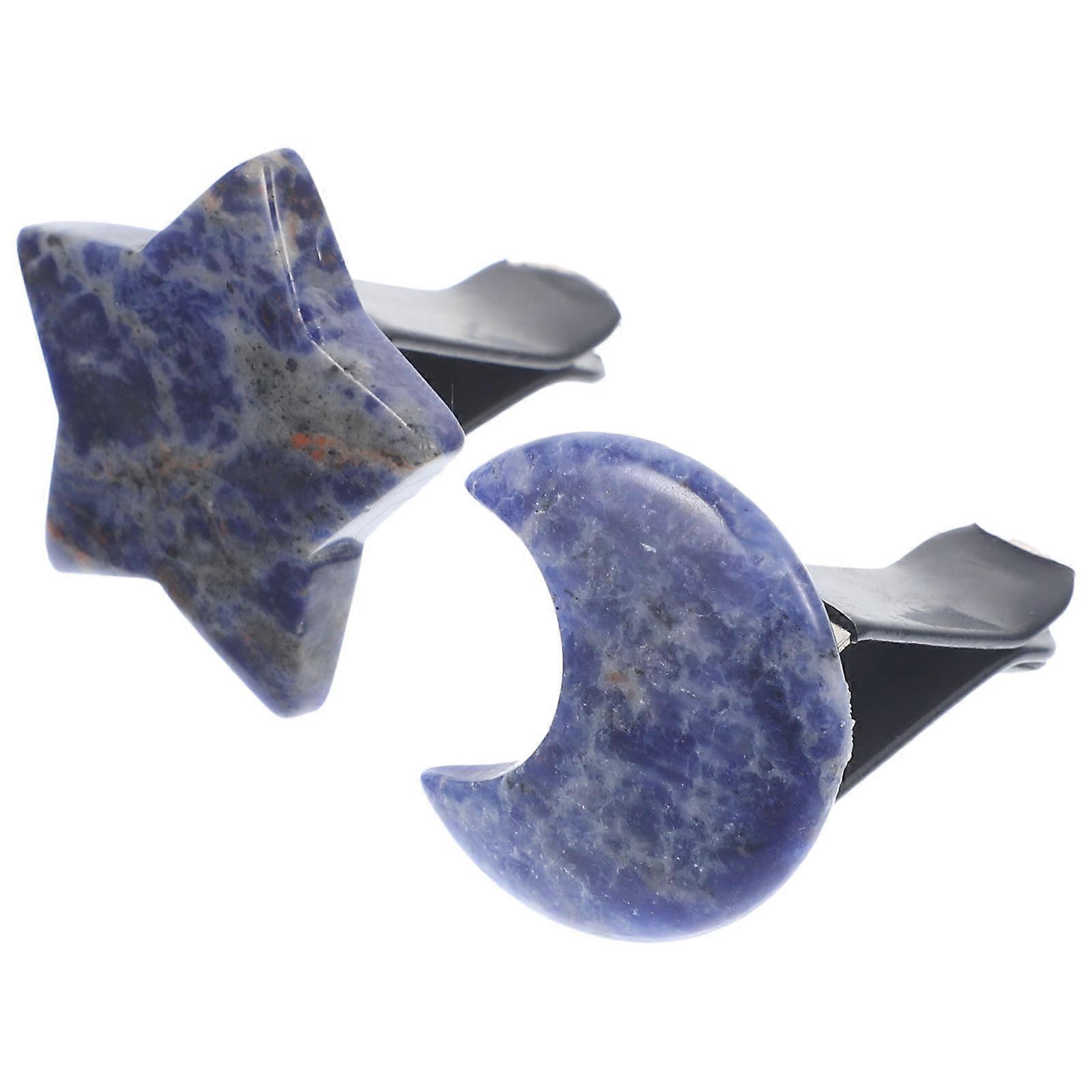 Durable Car Air Vent Clips with Crystal Stone and Rubber for Decor Blue Moon and Star Shape 2pcs