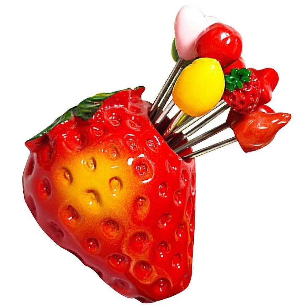 Dessert Toothpick Fruit Fork for Cakes and Sandwiches Resin and Metal Material Safe Use 1Set