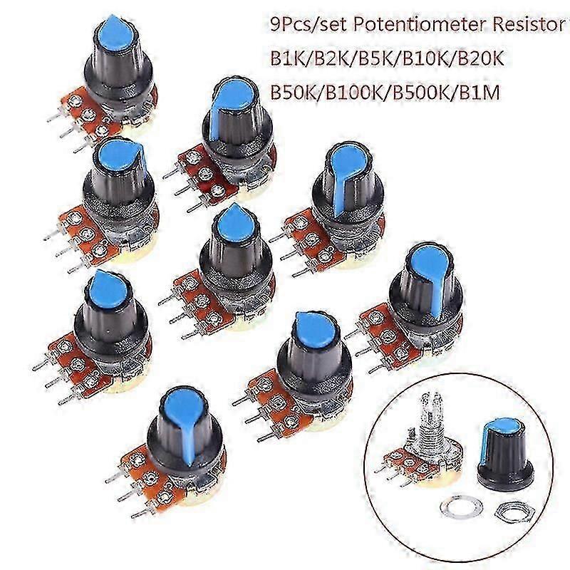 9pcs 1K 100K Ohm Linear Taper Rotary Potentiometer For WH148 Audio Equipment
