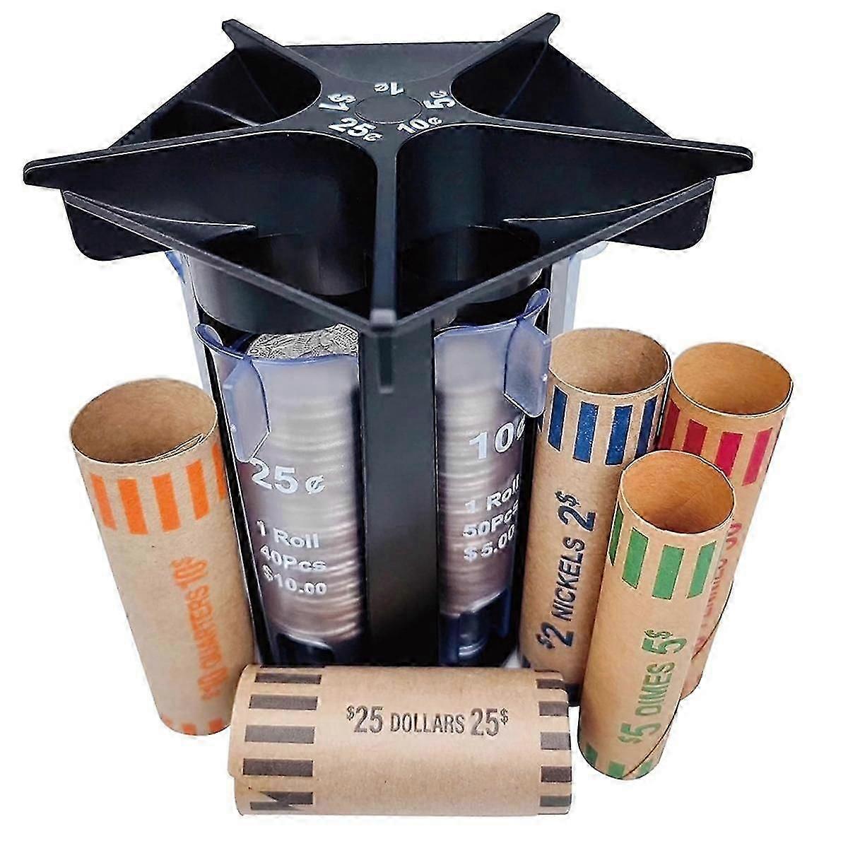 Coin Sorter Tube Coin Counter med Coin Wrappers, 5-I-1 Endre Sorter Endre Counter Machine, Coin Organizer Myntholder