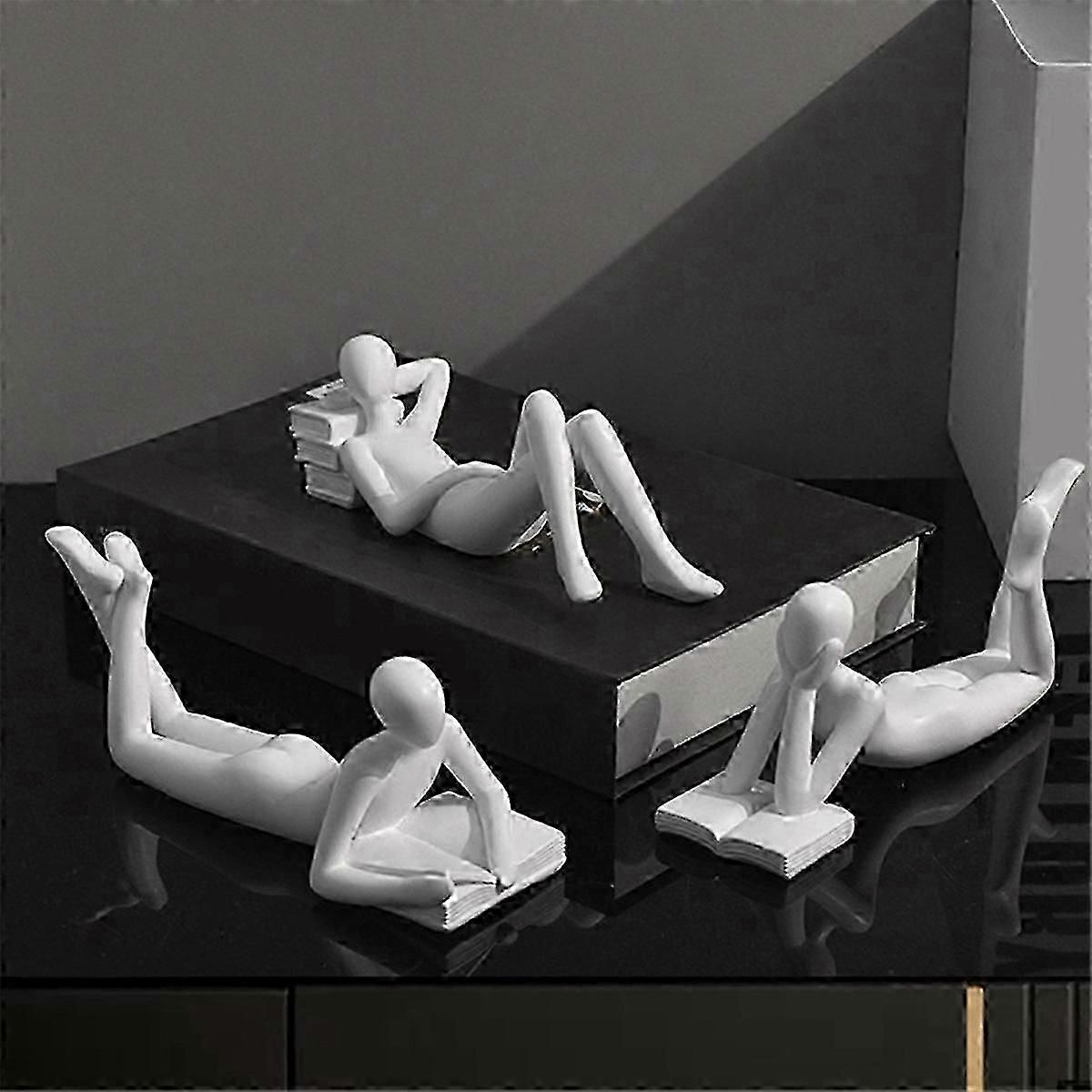 Nordic Reading Statue Resin Figurines Desktop Decor Sculpture Modern Art Ornament Home Office Decor