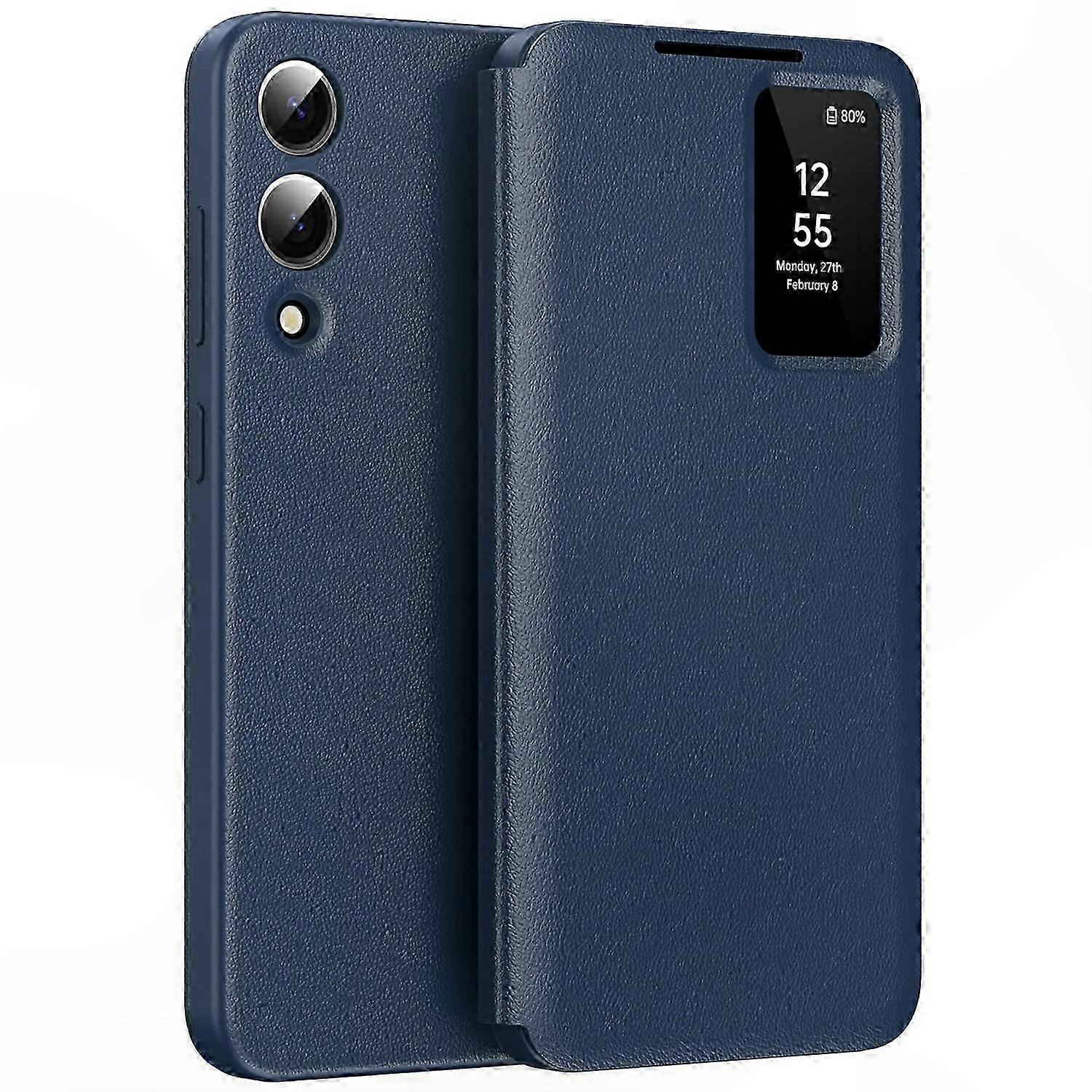 Leather Phone Case with Card Slot and View Window for Galaxy S25 Edge - Lav