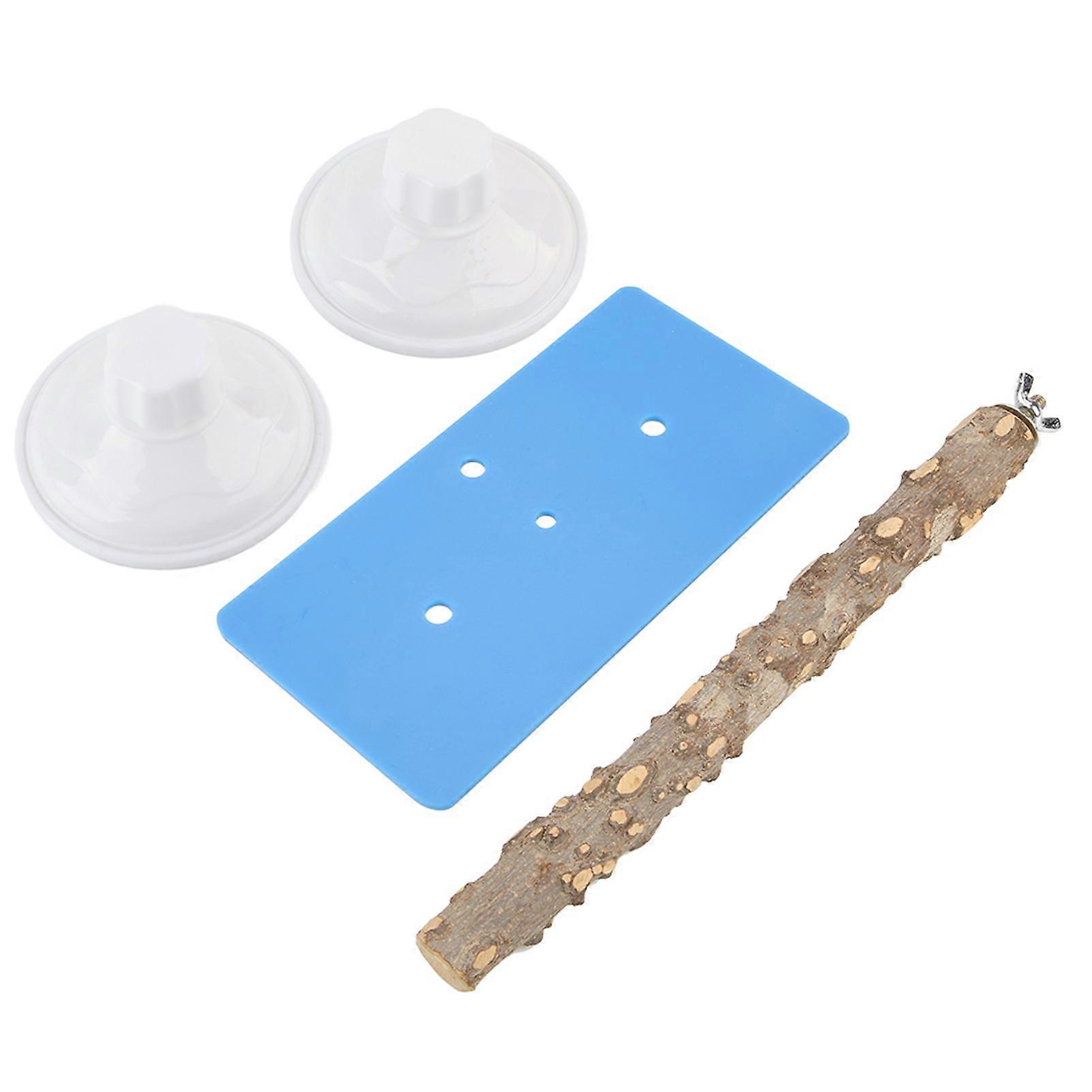 Plastic Wall mounted Bird Standing Rack with Suction Cup for Taking Shower Travel (Fagara Wood)