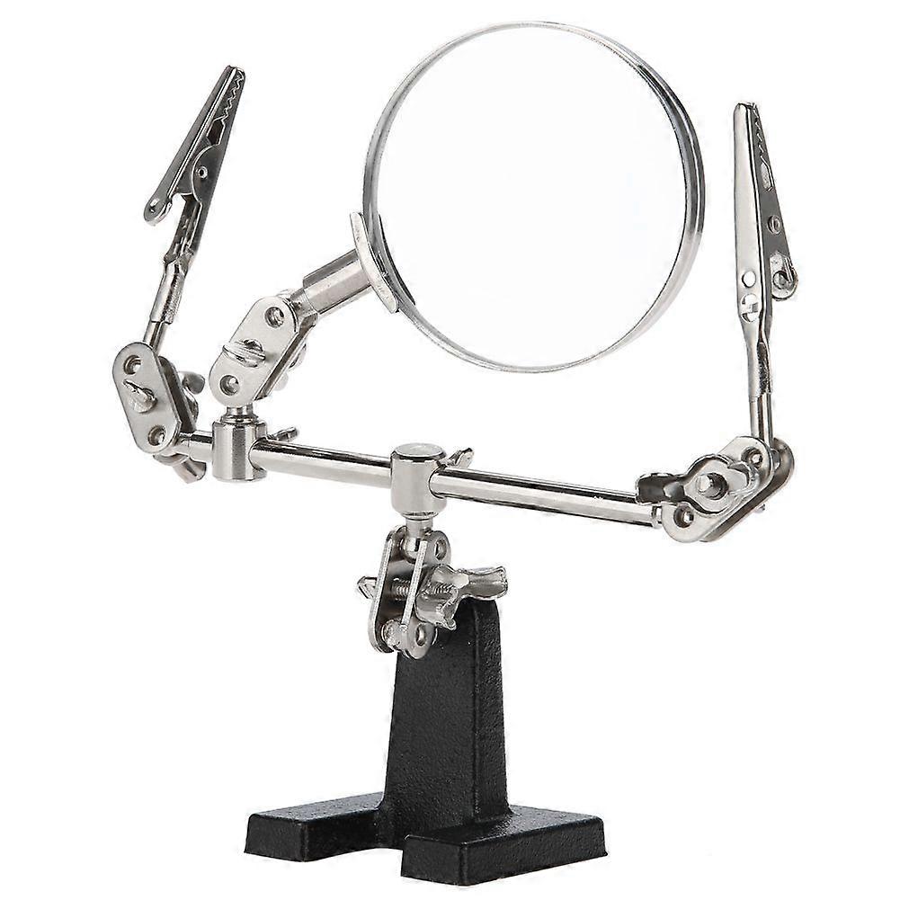 3rd Hand Helping Tool 5X Magnifying Glass Jewelry Accessory Magnifier With 2 Clamps