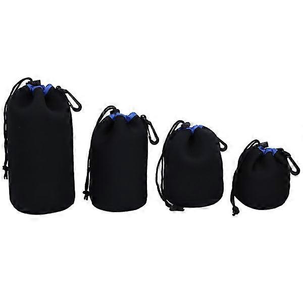4 Pcs Thick Diving Material DSLR Camera Lens Case Protective Bag Set