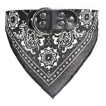 Ethnic Style Pattern Cat Small Dog Bib Saliva Towel Adjustable Pet Collar(Black L)