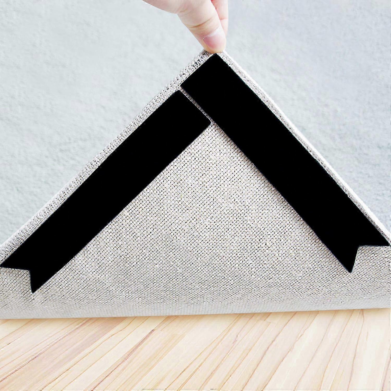 2025 Rug Grippers, 16 pcs Double Sided Washable Removable Anti Curling Corner Carpet Gripper, Non Slip Adhesive Rug Tape for Hardwood Floors and Tile