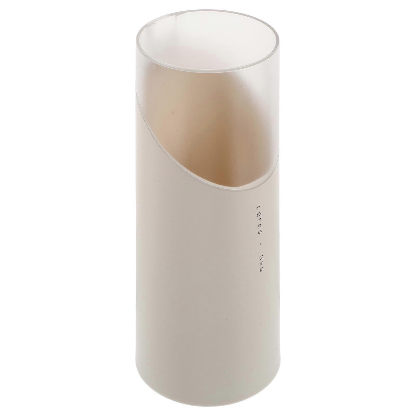 White Plastic Makeup Brush Organizer with Lid for Storage Use on Vanity or Dressing Table