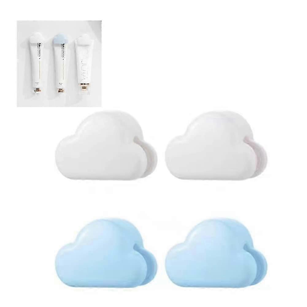 Toothpaste Holder 4 Pieces Toothpaste Holder Paste Clips Wall Mounted Self-Adhesive Toothpaste Holder Accessories (Blue, White