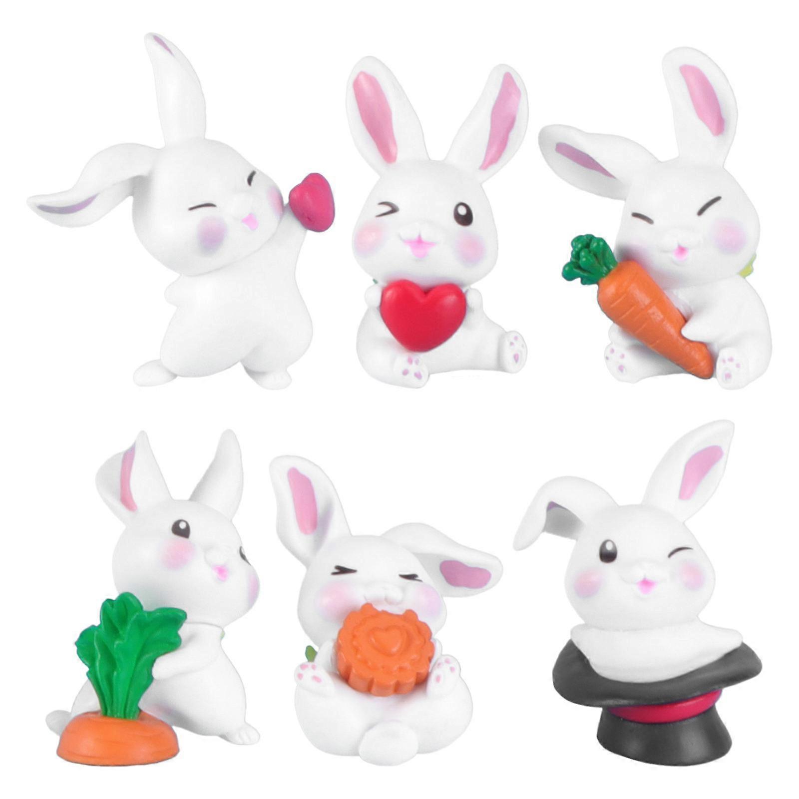 Bunny Adornments Decorative Bunny Models for Decor 6Pcs