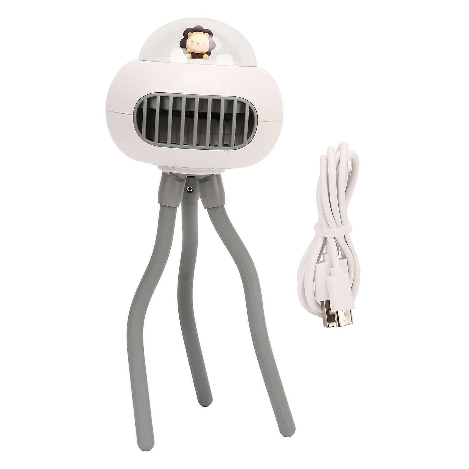 Mini Handheld Personal Portable Fan USB Small Baby Stroller Fan with Flexible Tripod White Lion