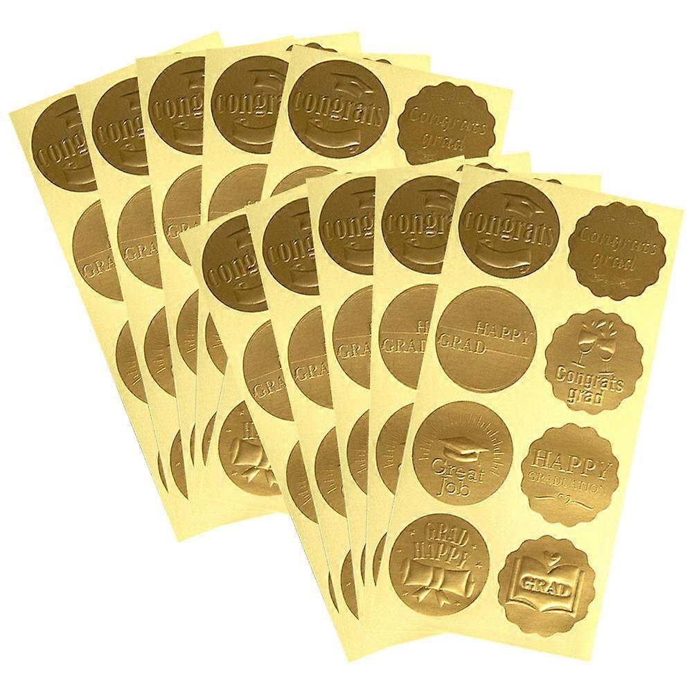 Graduation Stickers Embossed Decals for Celebration Home Use 10 Sheets