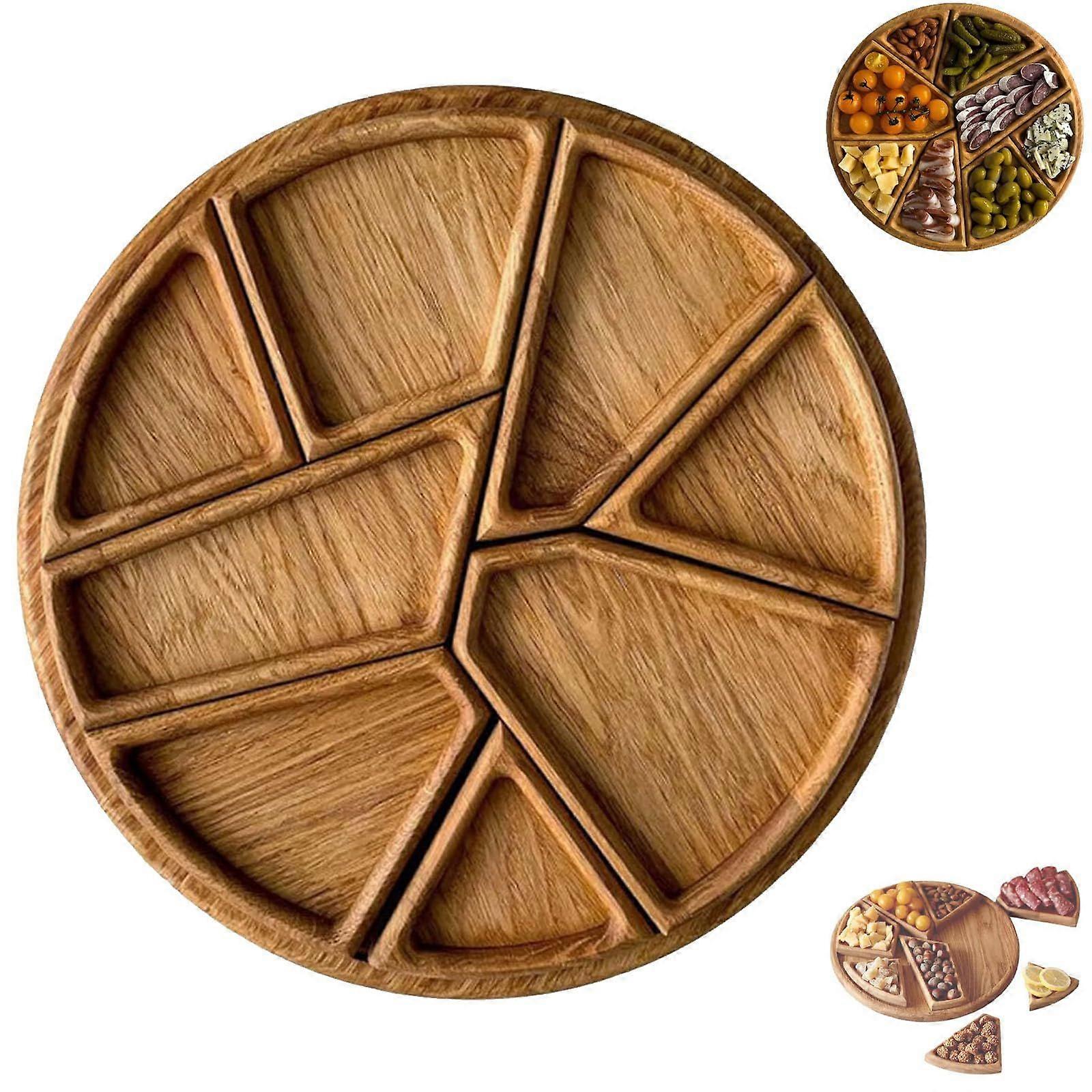 Puzzle Serving Tray Wooden Food Tray, Funny Puzzle Shaped Serving Tray with 8 Removable Compartments