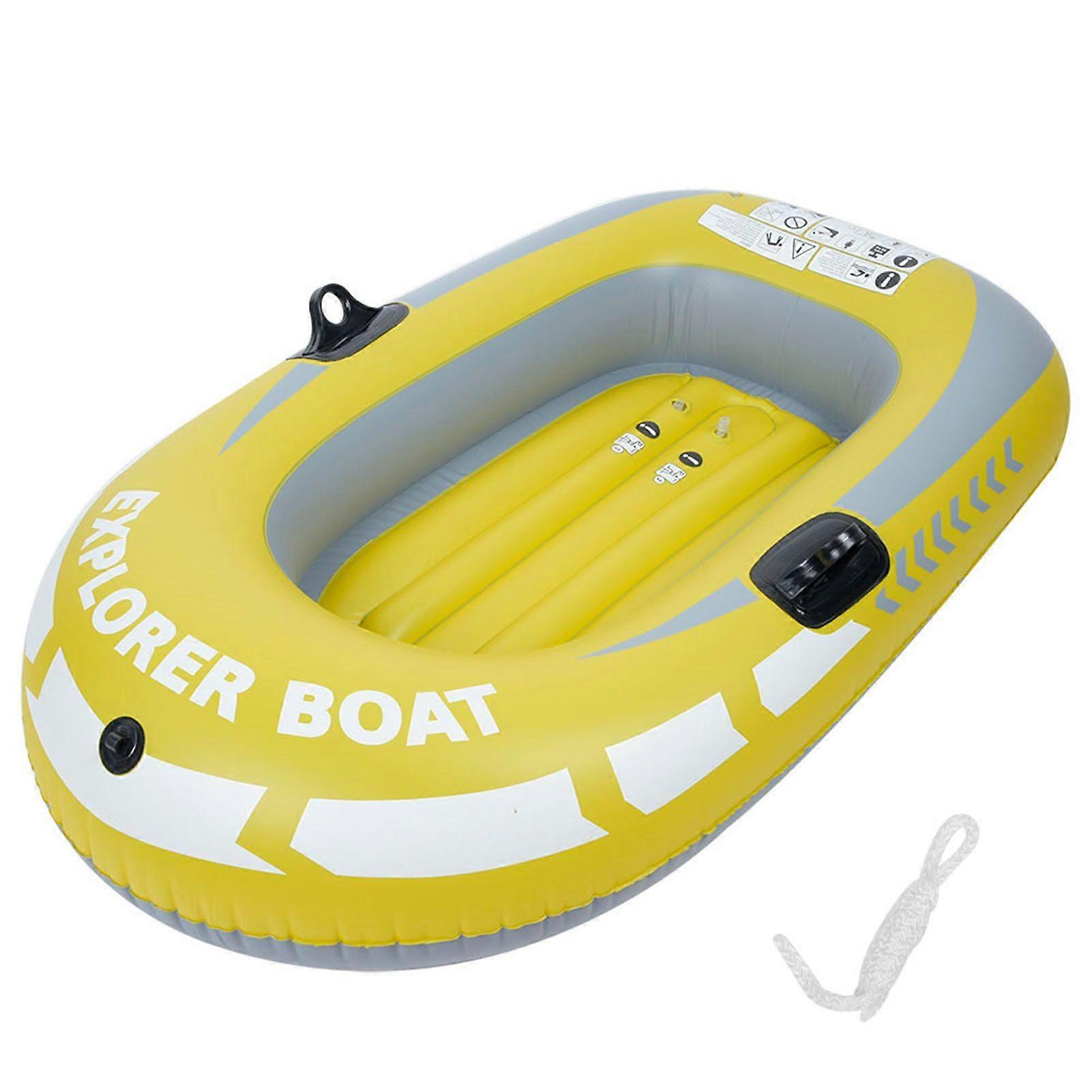 Yellow PVC Inflatable One Person Rowing Air Boat Fishing Drifting Diving Tool