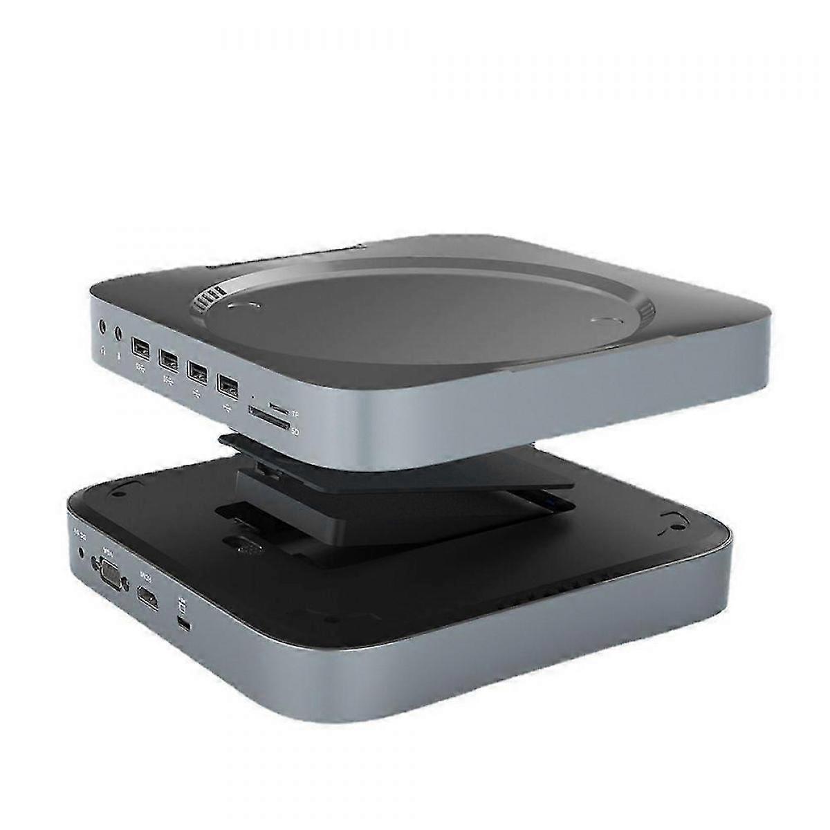 12in1 USB-C Hard Drive Enclosure Docking Station for Mac Mini M1/M2 - 2TB HDD/SSD, 4K Output, SD/TF Card Slot, 3.5mm Audio