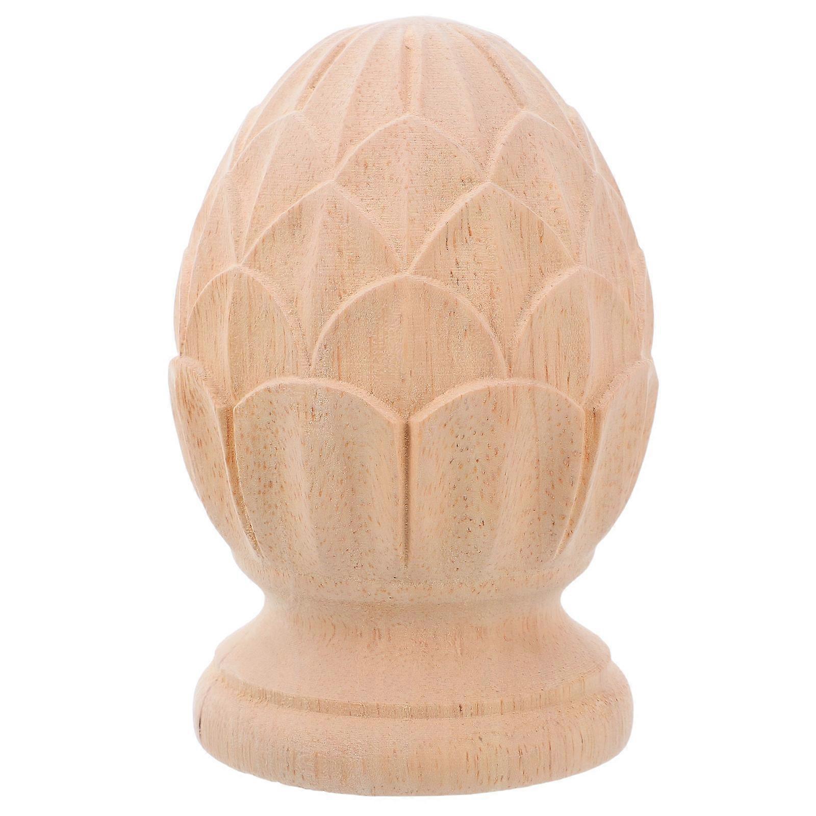 Wood Carved Decorative Finial Pineapple Post Cap for Staircase Home Use