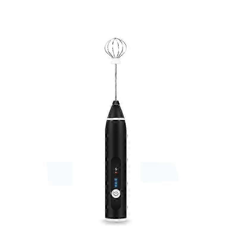 USB Rechargeable Electric Milk Frother in Black for Perfect Frothing and Whisking