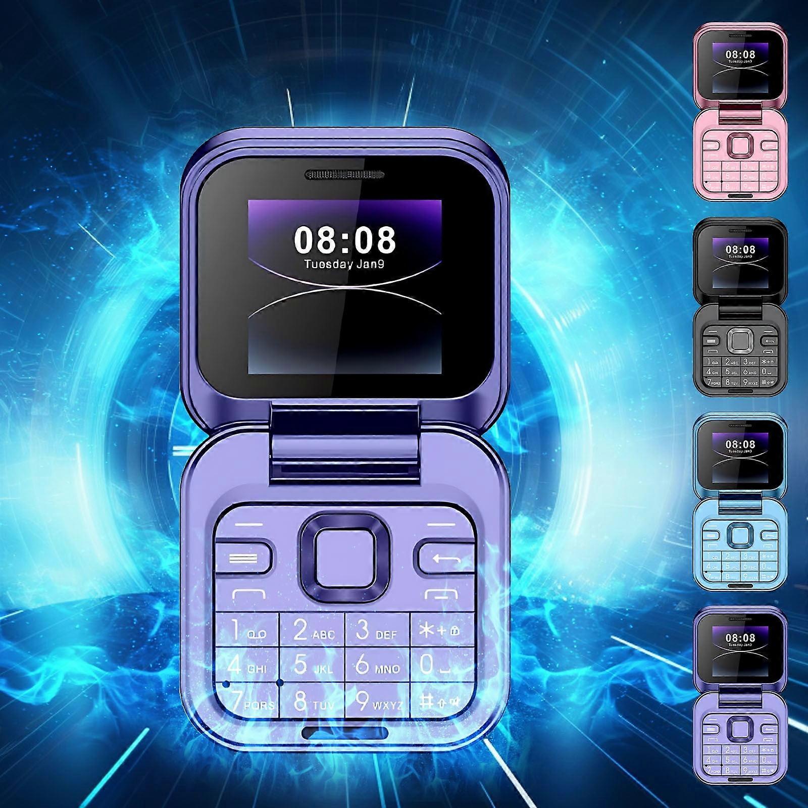 RFUGUG Mini Folding Feature Phone, Compact Flip Phone for Seniors with Easy-to-Use Buttons, Pocket-Sized Cell Phone for Simple Communication