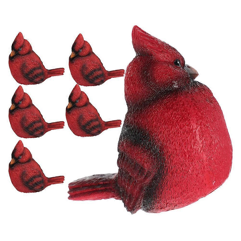 Red Resin Bird Model Decor for Decoration 24Pcs Simulation Bird Figures