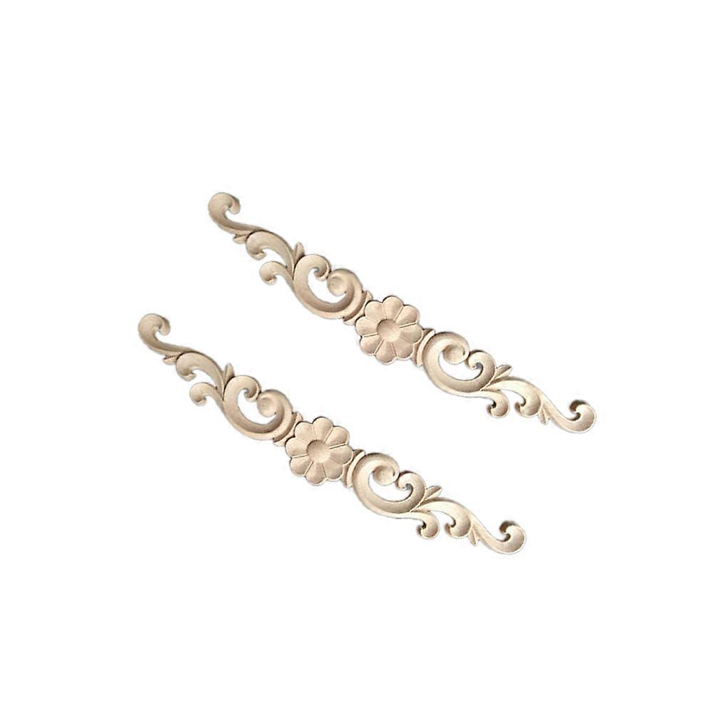Wood Carved Applique Onlay Creative Solid Wood Design For Furniture Cabinet Door Decors 2Pack