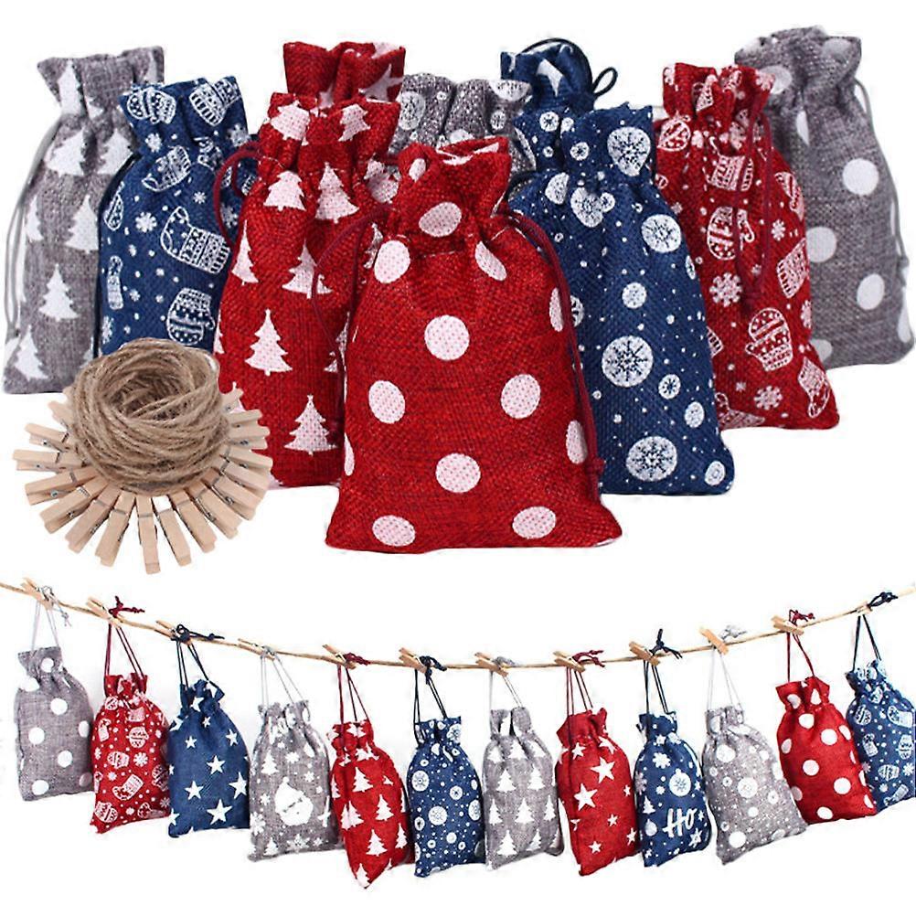 Christmas Gift Bags Drawstring Bag for Candy Packaging 2Sets Random Style