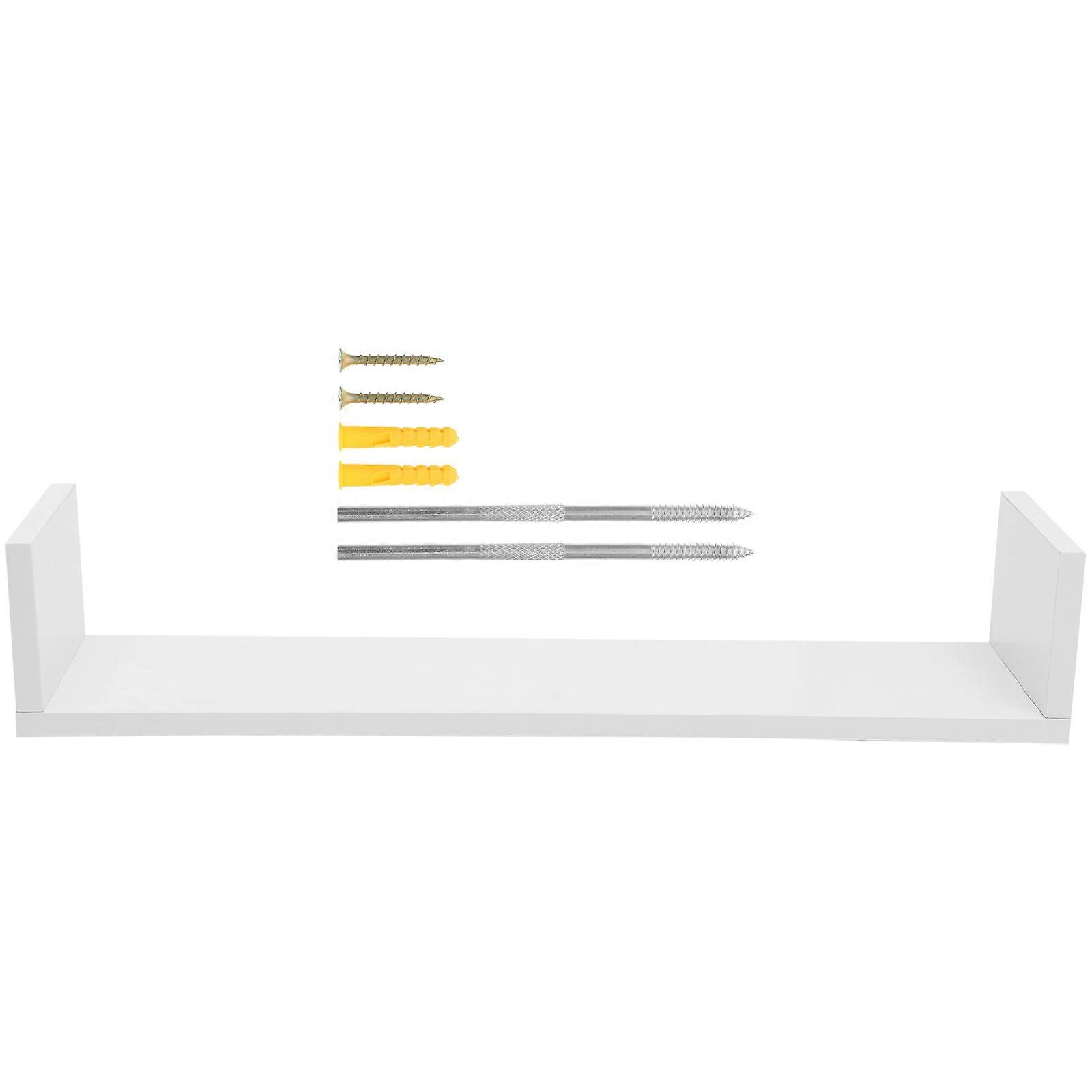 Floating Wall Shelf 2Pcs Rustic Wood U-Shaped Shelf For Home Office Display 60X15X1.6CM Space Saving