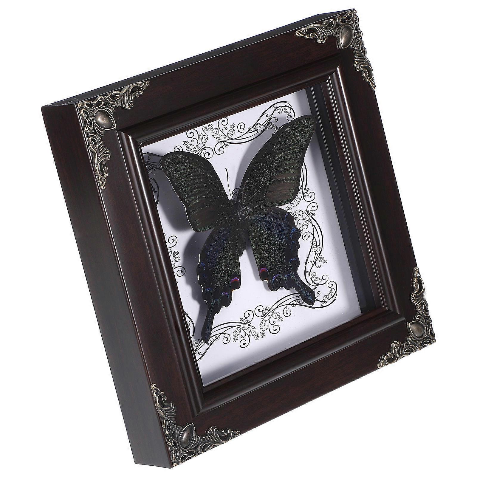 Butterfly Specimen Framed Wooden Butterfly Display for Storage 2Pcs