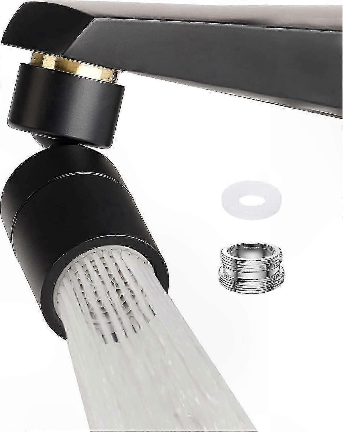 Adjustable Kitchen Faucet Nozzle, 2-Mode Swivel Aerator with Thread Adapter, Black Finish for FM22 M24 Compatibility