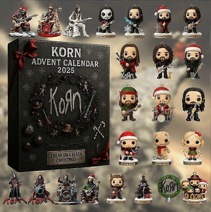 Ημερολόγιο Χριστουγέννων Advent 2025 - Ημερολόγιο αντίστροφης μέτρησης 24 ημερών, ακρυλικά στολίδια Korn Band, επαναχρησιμοποιήσιμο κουτί διακόσμησης χριστουγεννιάτικου δέντρου για παιδιά και οικογένειες