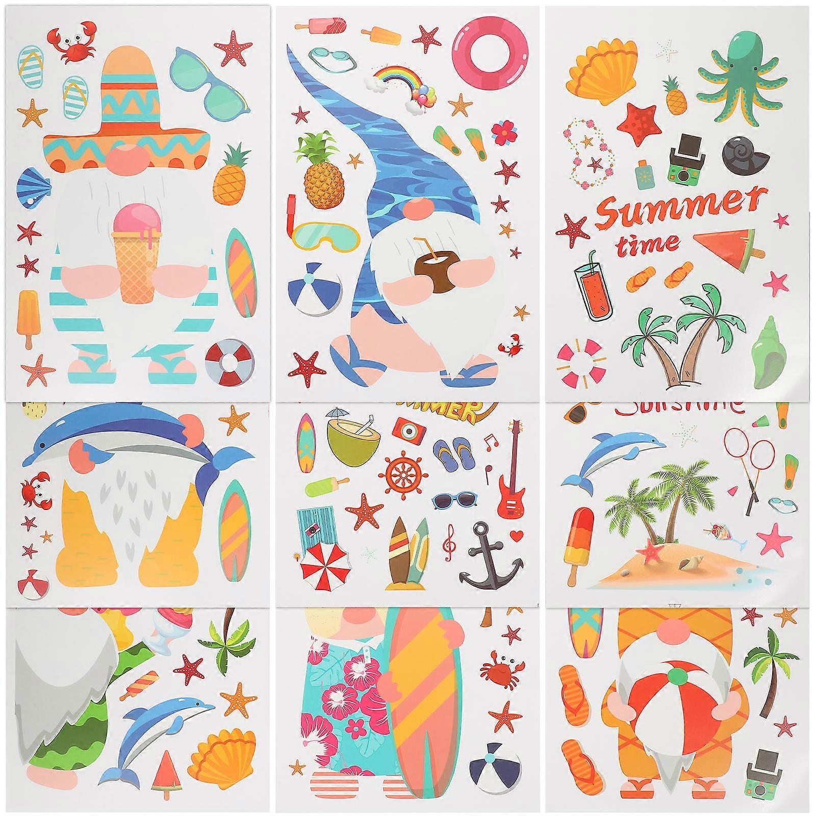 Colorful Summer Theme Window Cling Decorative Decal For Home Office Party 30X20X0.5CM Removable 45Pack