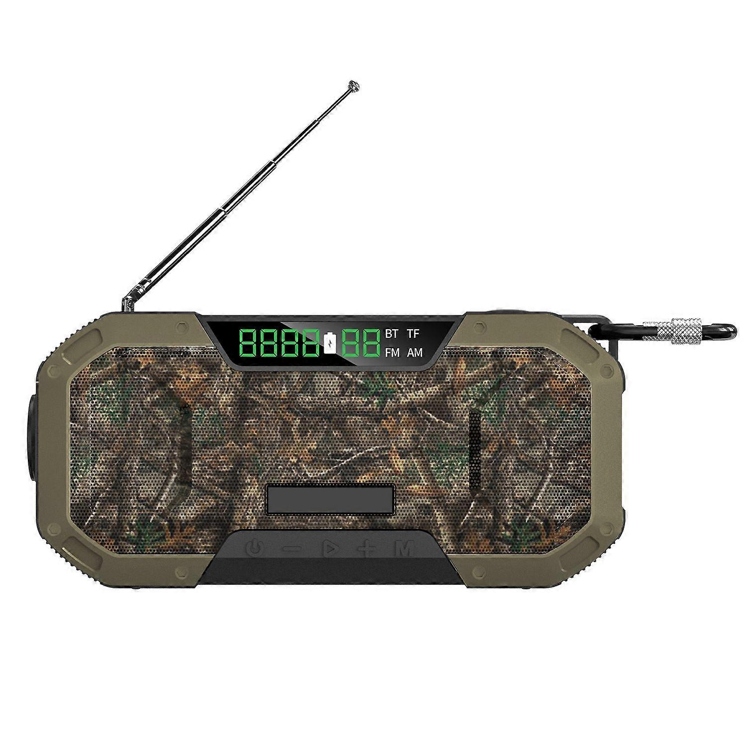 5000mAh Solar Hand Crank Emergency Weather Radio, Bluetooth/AM/FM/TF/NOAA Weather Alert Camouflage
