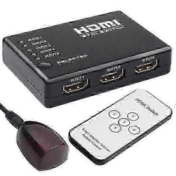 HDMI Switch with 5 inputs, 1 output Black