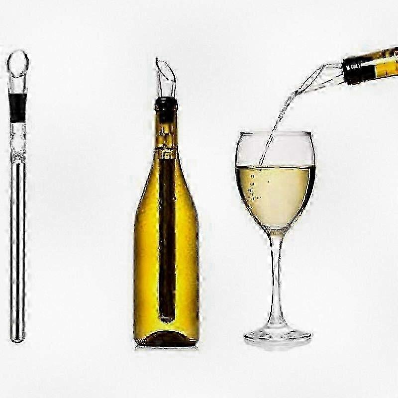 3-in-1 Stainless Steel Wine Chiller - Quick Cooling Rod with Aerator and Pourer for Wine Bottles 26s