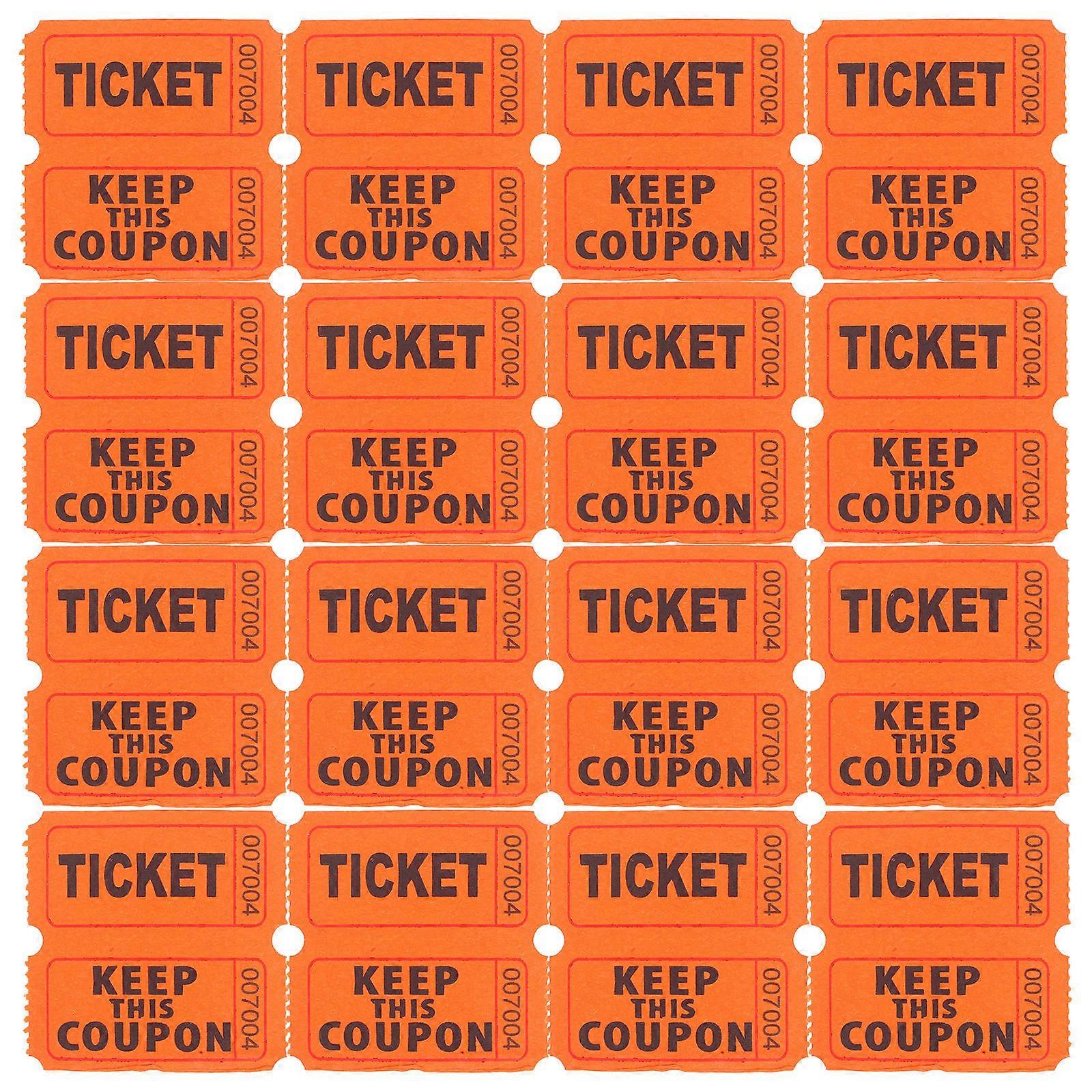 Orange Raffle Ticket Roll for Events with Numbered Tickets 2000 Per Roll