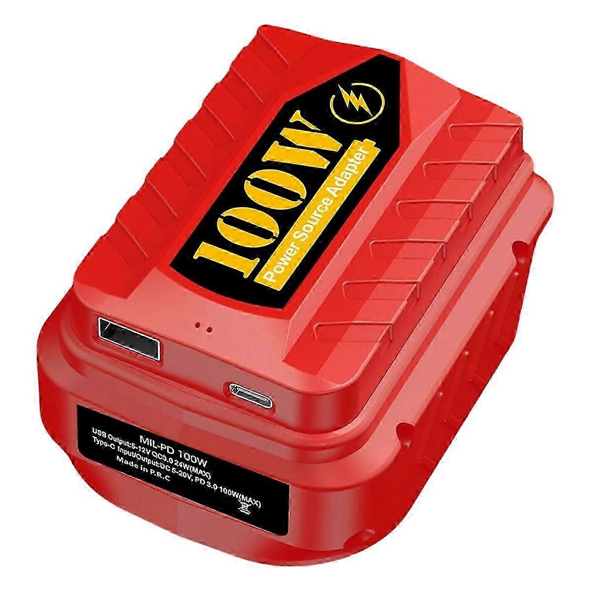 محول شاحن USB PD100W لبطارية Milwaukee M18 18V