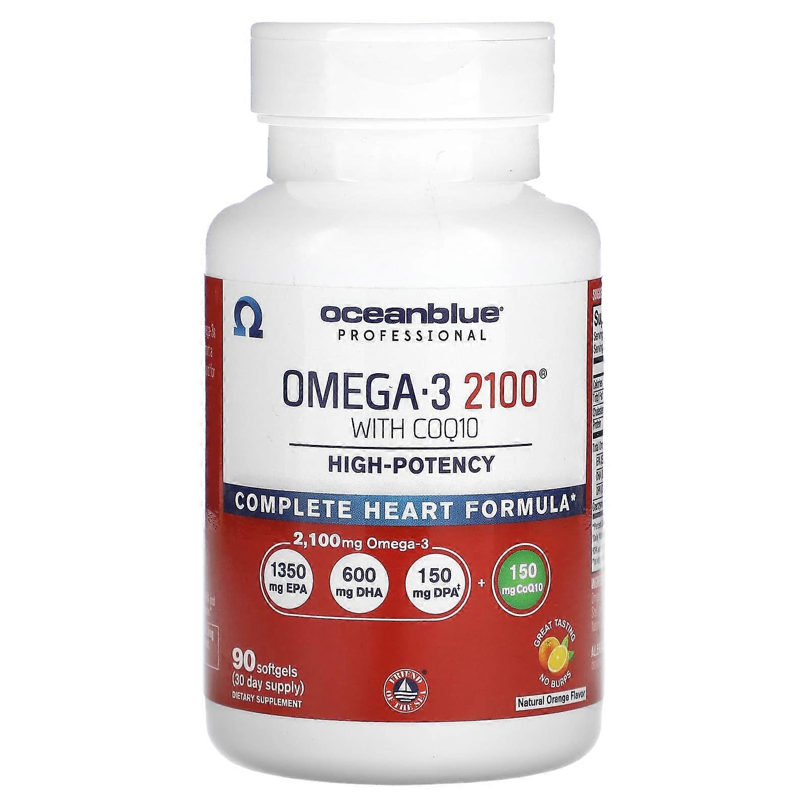 Professional, Omega-3 2100 With COQ10, High-Potency, Natural Orange, 90 Softgels