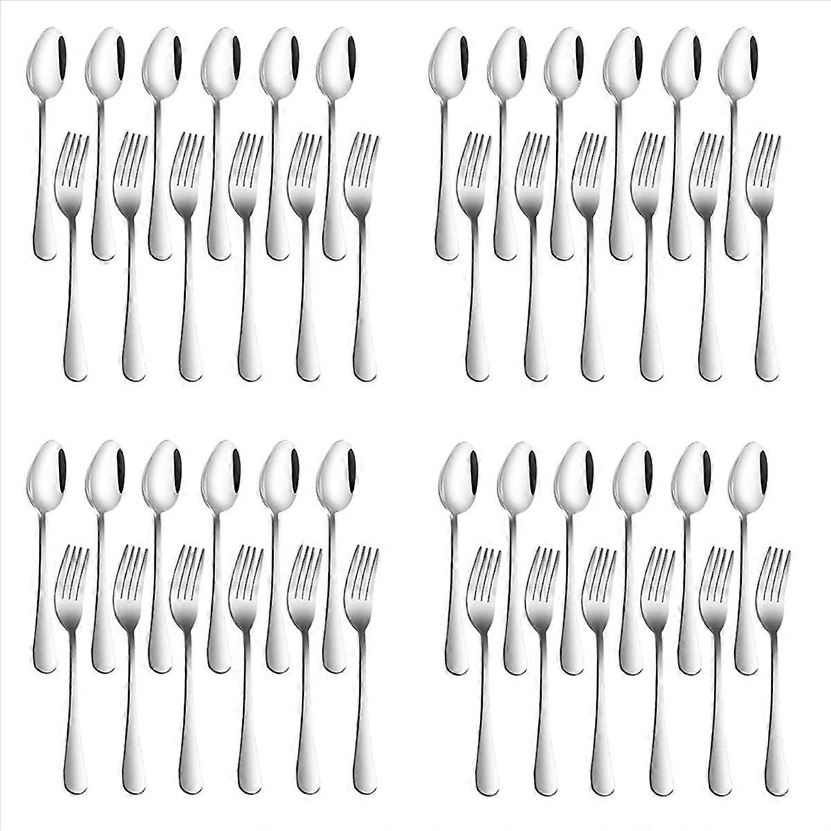 Sada 12 nerezových vidličiek (8 palcov) a lyžíc (7 palcov)